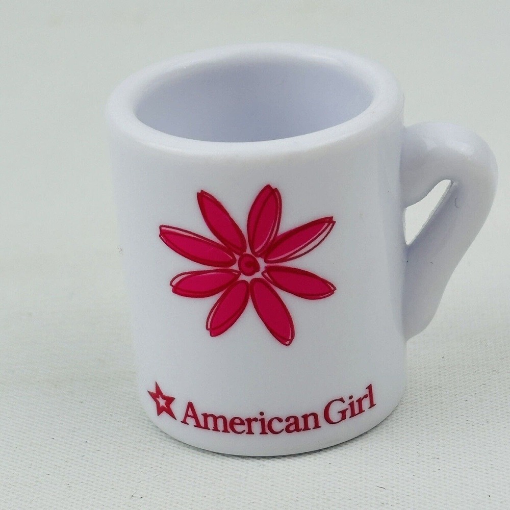 American Girl Doll Mug White Pink Flower Cafe Bistro Coffee Tea Cup